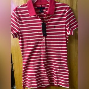 Pink and white striped Tommy Hilfiger tee